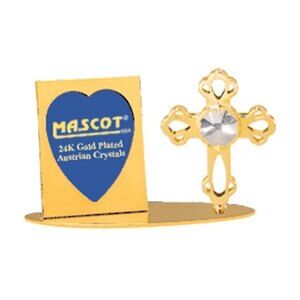 MASCOT NWOT 24K GOLD PLATED CROSS PICTURE FRAME W/CLEAR SWAROVSKI CRYSTAL
